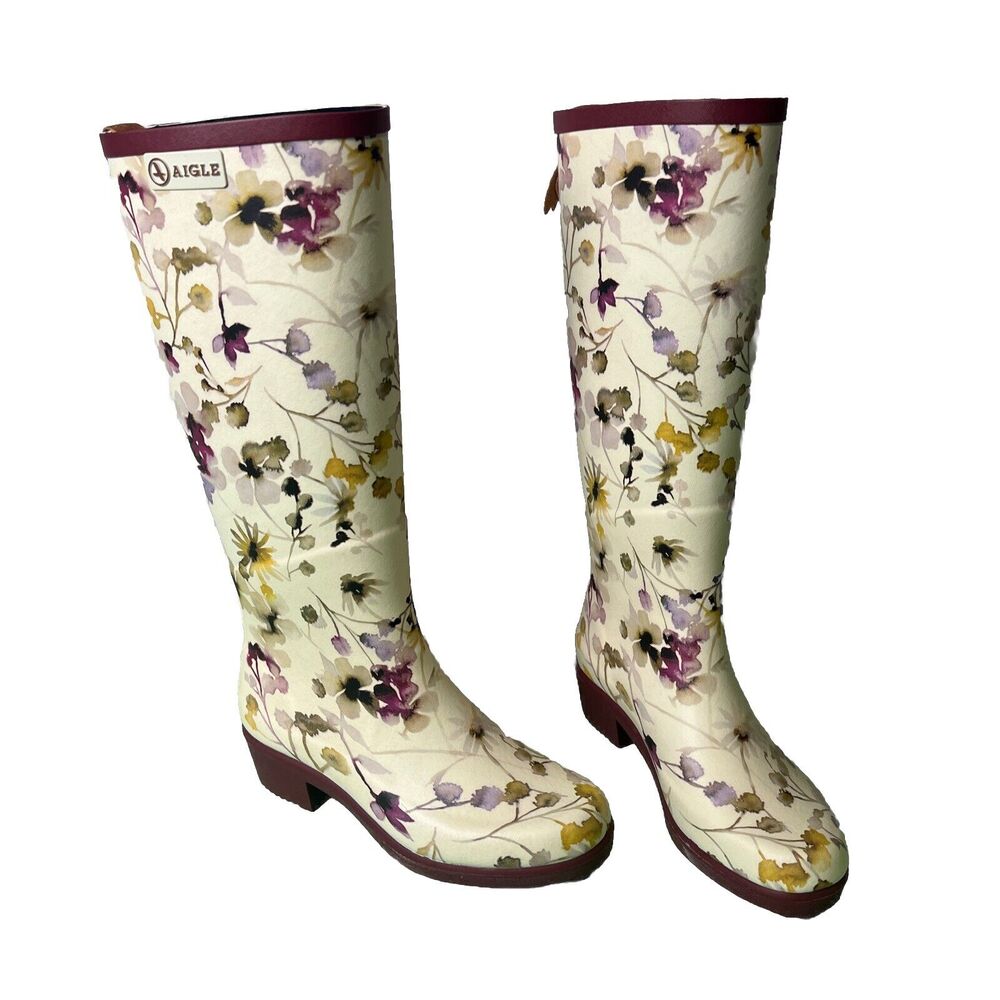 Aigle Miss Juliette Rubber Boots, Wildflower Print, RARE Version. Size 5.5 #2608